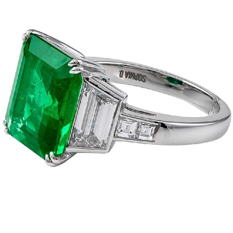 Sophia D. 5,21 Karat Smaragd- und Diamantring aus Platin Damen