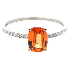Anello Elegance in Platino 950 con Granato Spessartite e Diamanti Nature