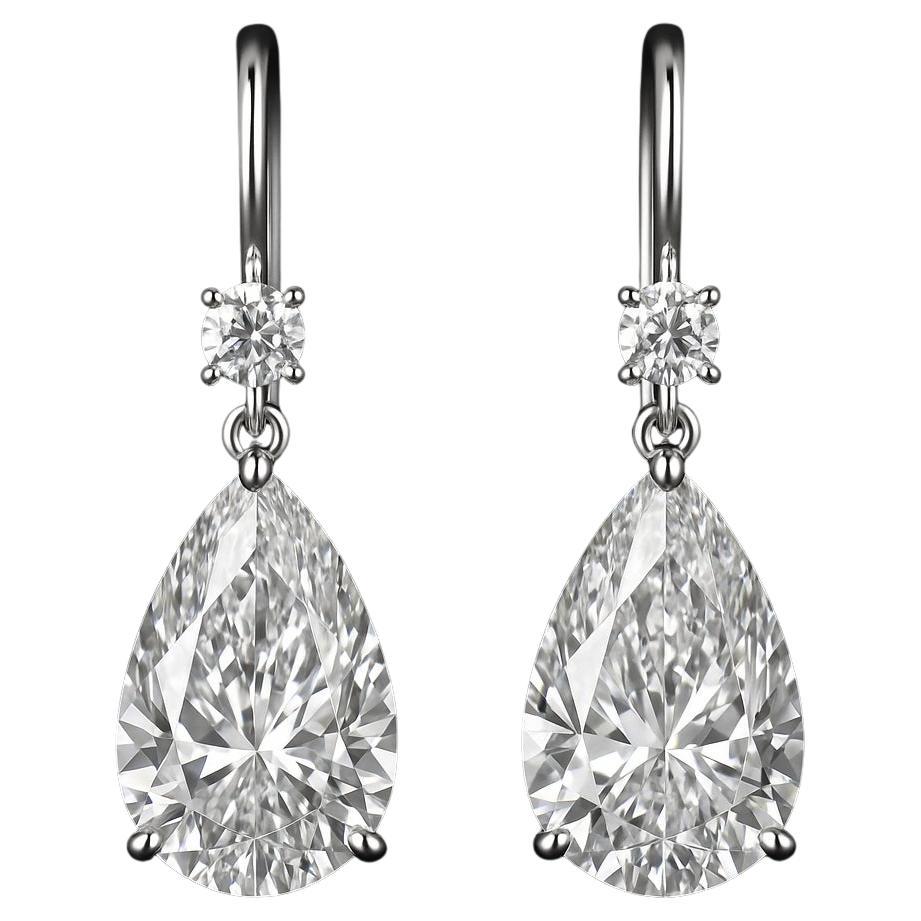 Elegant Platinum Drop Earrings with GIA Certified Pear Cut Diamonds (0.90 ct eac