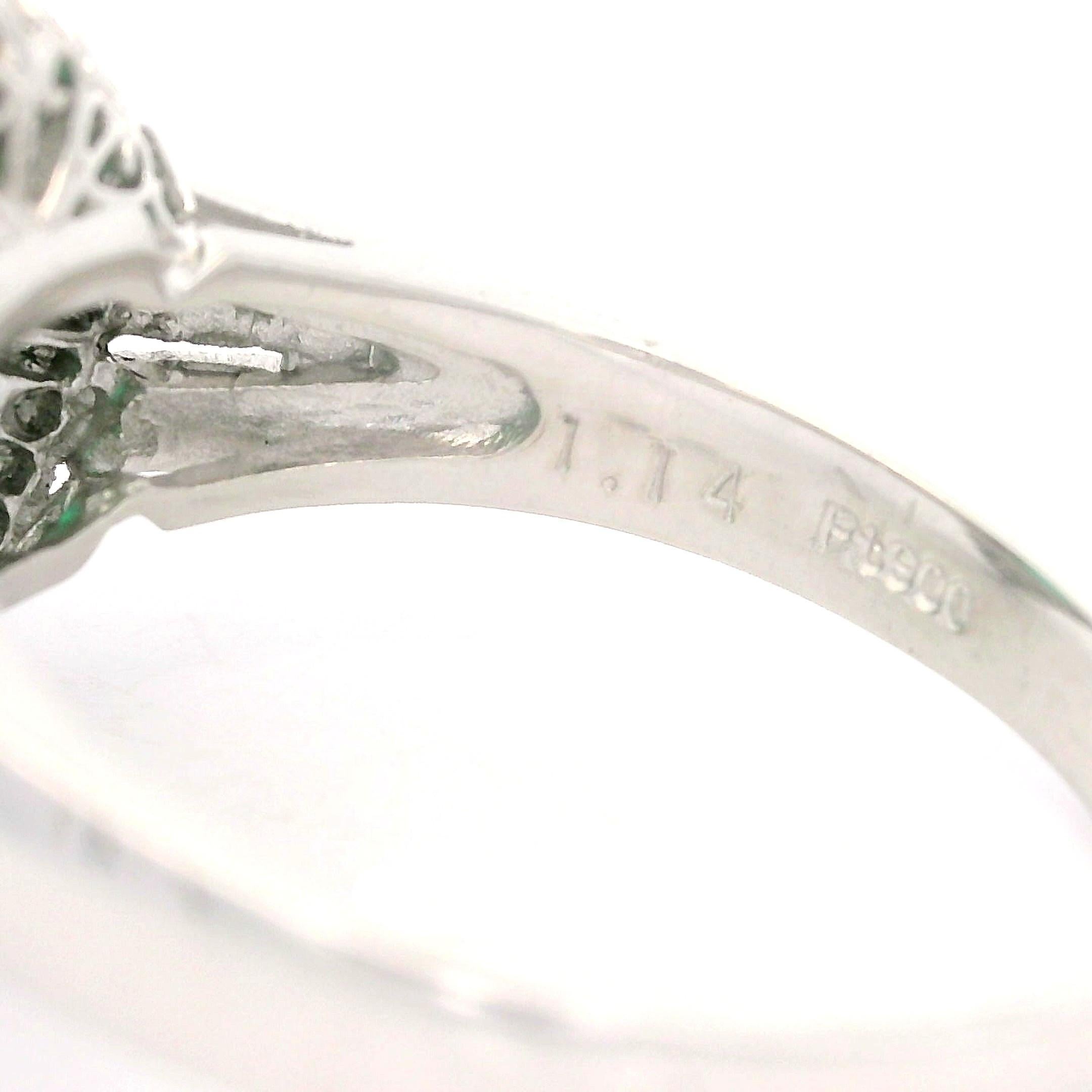 Baguette Cut Elegant Platinum GIA 1.53ctw Colombian Emerald & Diamond Ballerina Cocktail Ring For Sale