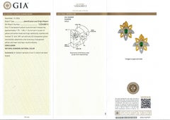 Elegante Pendiente de Platino y Oro GIA 6,12ctw Esmeralda Diamante Fantasía Flor en Spray