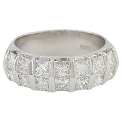 Elegant Platinum Invisible Set Princess Cut Diamond Ring