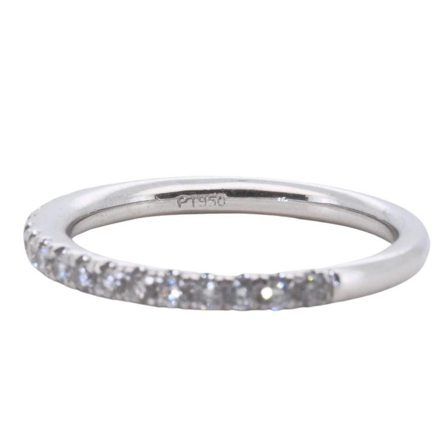Round Cut Elegant Platinum Pave Thin Band Ring with 0.28 Carat of Natural Diamonds For Sale