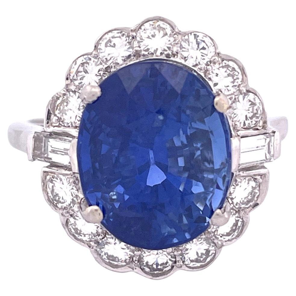 Elegant Platinum Sapphire and Diamond Ring (bague saphir et diamant en platine)