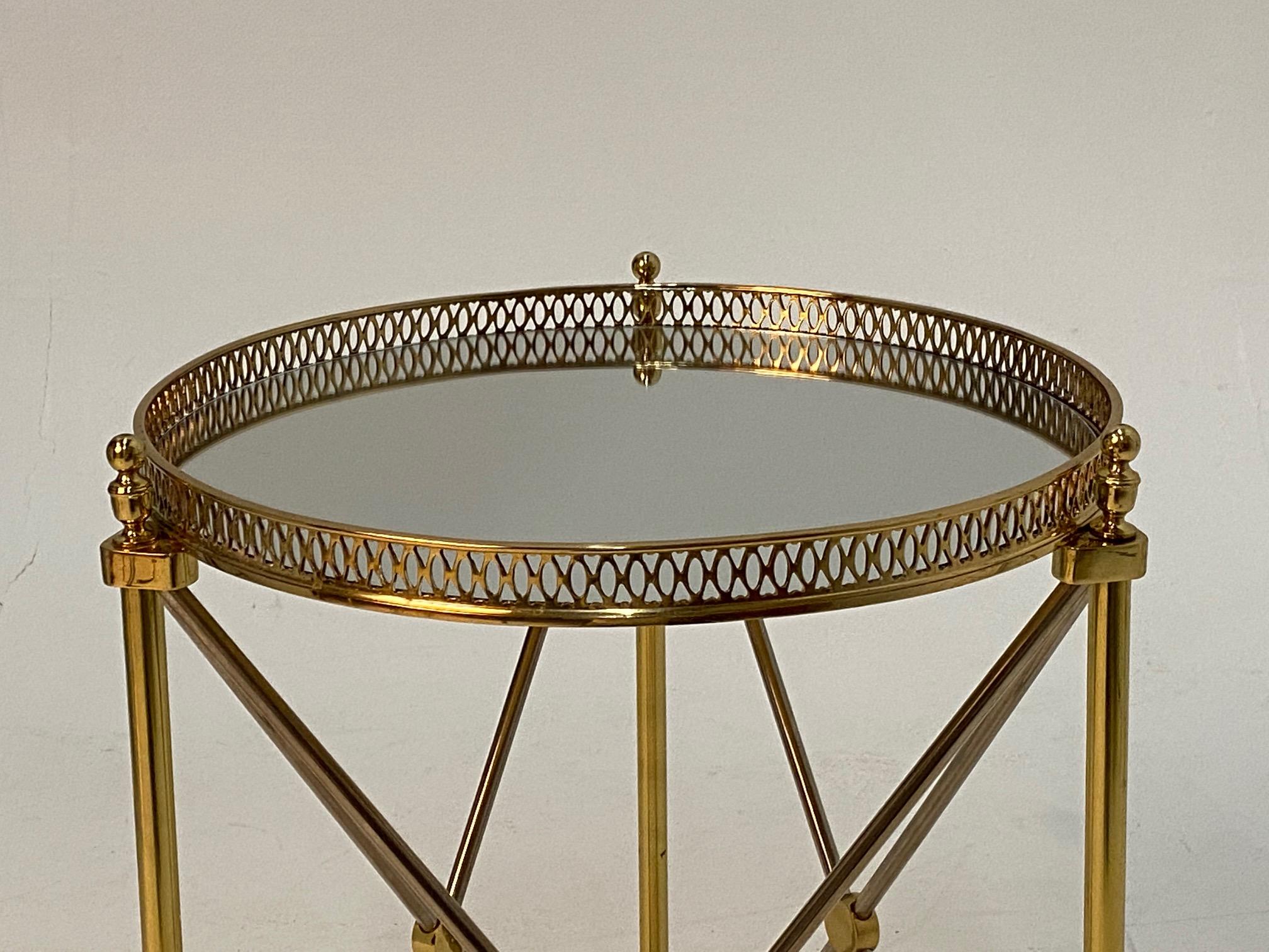 Elegant Polished Steel & Brass Neoclassical Round Martini Table 3