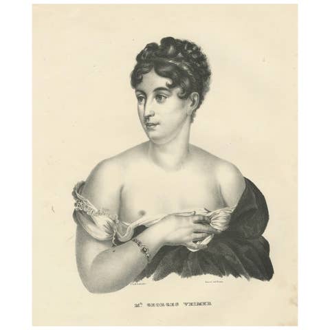 Elegant Portrait of Mlle Georges Veimer – Lithograph by Last & Van Visser, 1836