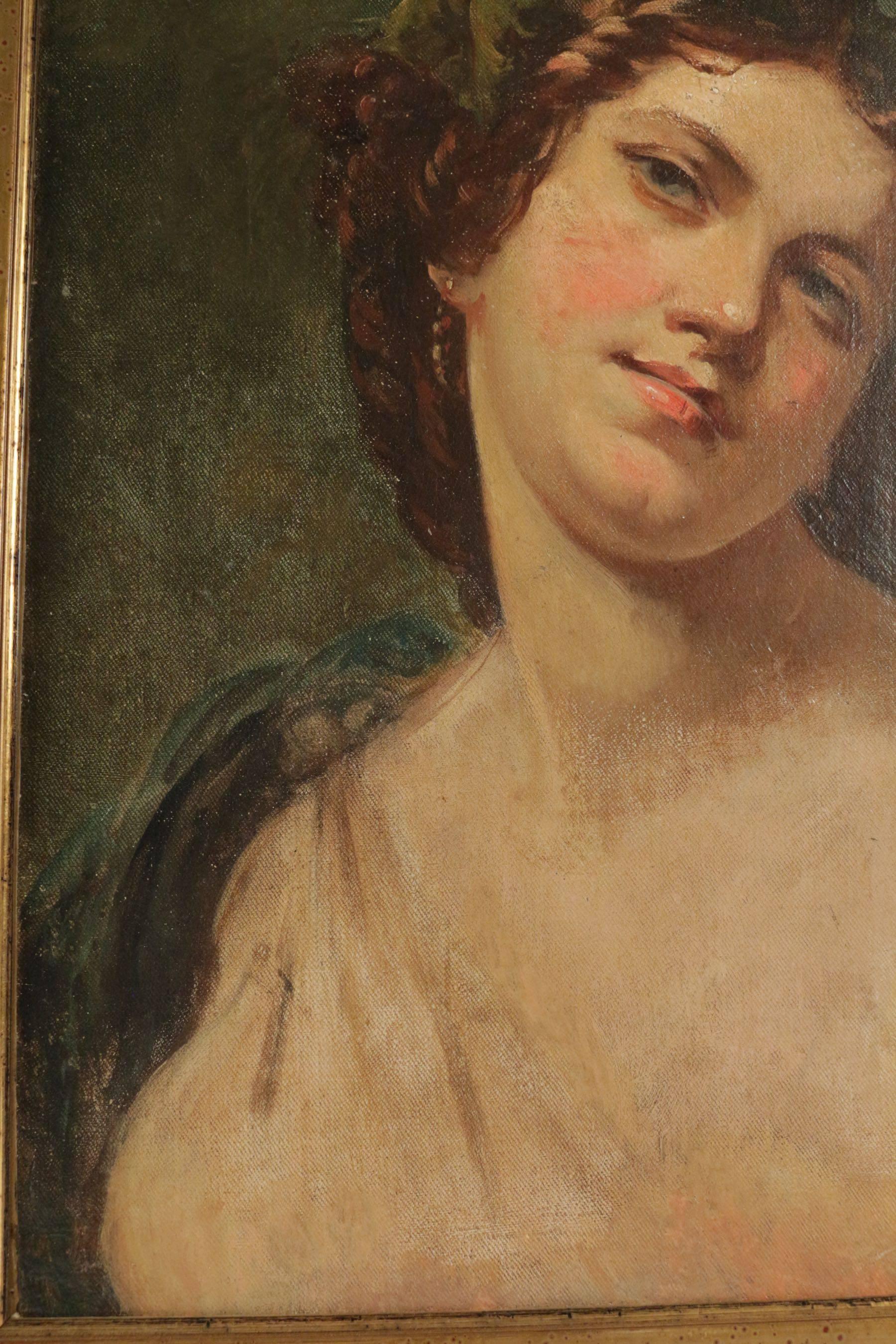Romantique Portrait élégant du 19ème siècle représentant un poème romantique d'une femme en vente