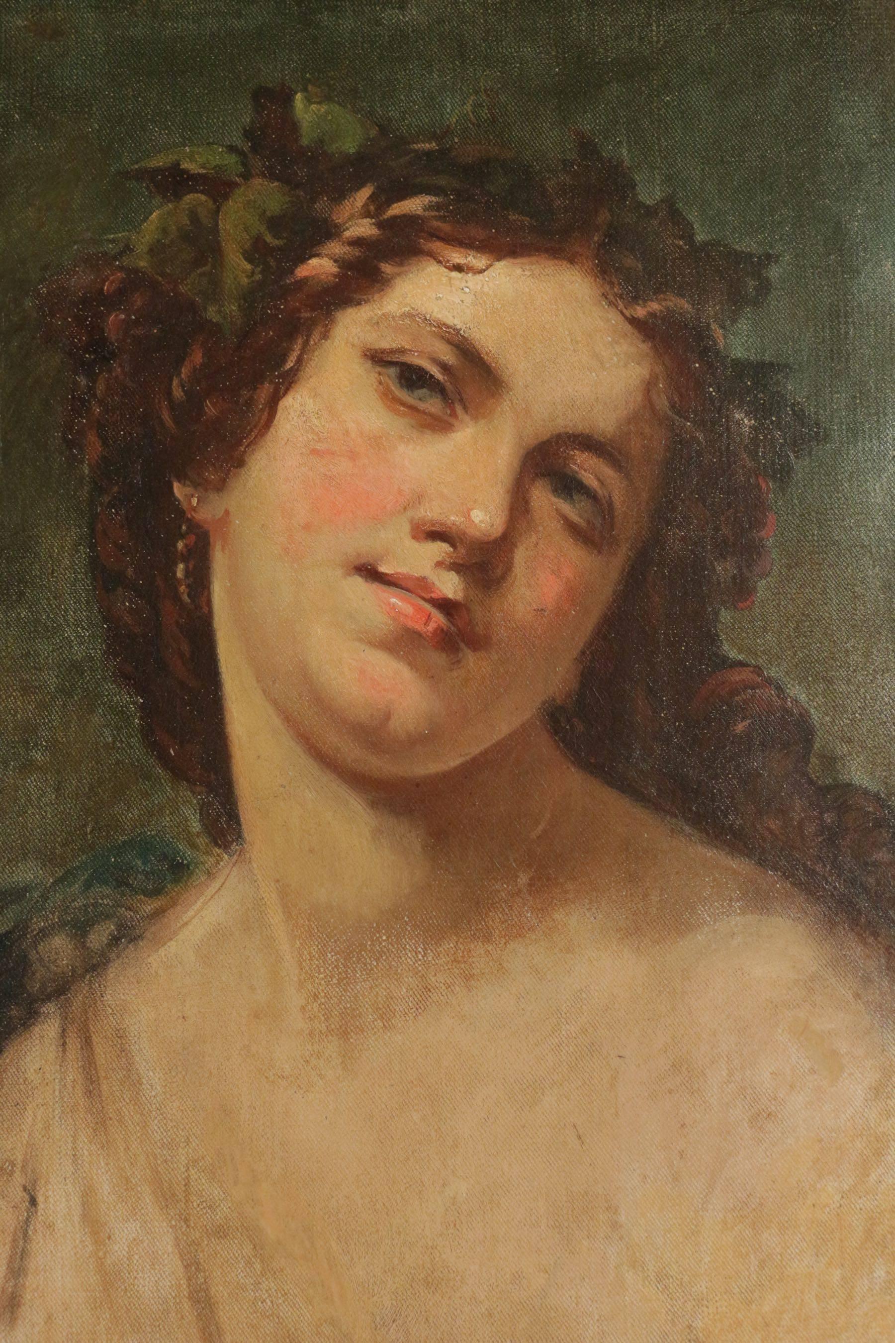 Elegant Portrait of the 19th Century Representing a Romantic Pose of a Woman In Good Condition For Sale In Saint-Ouen, FR