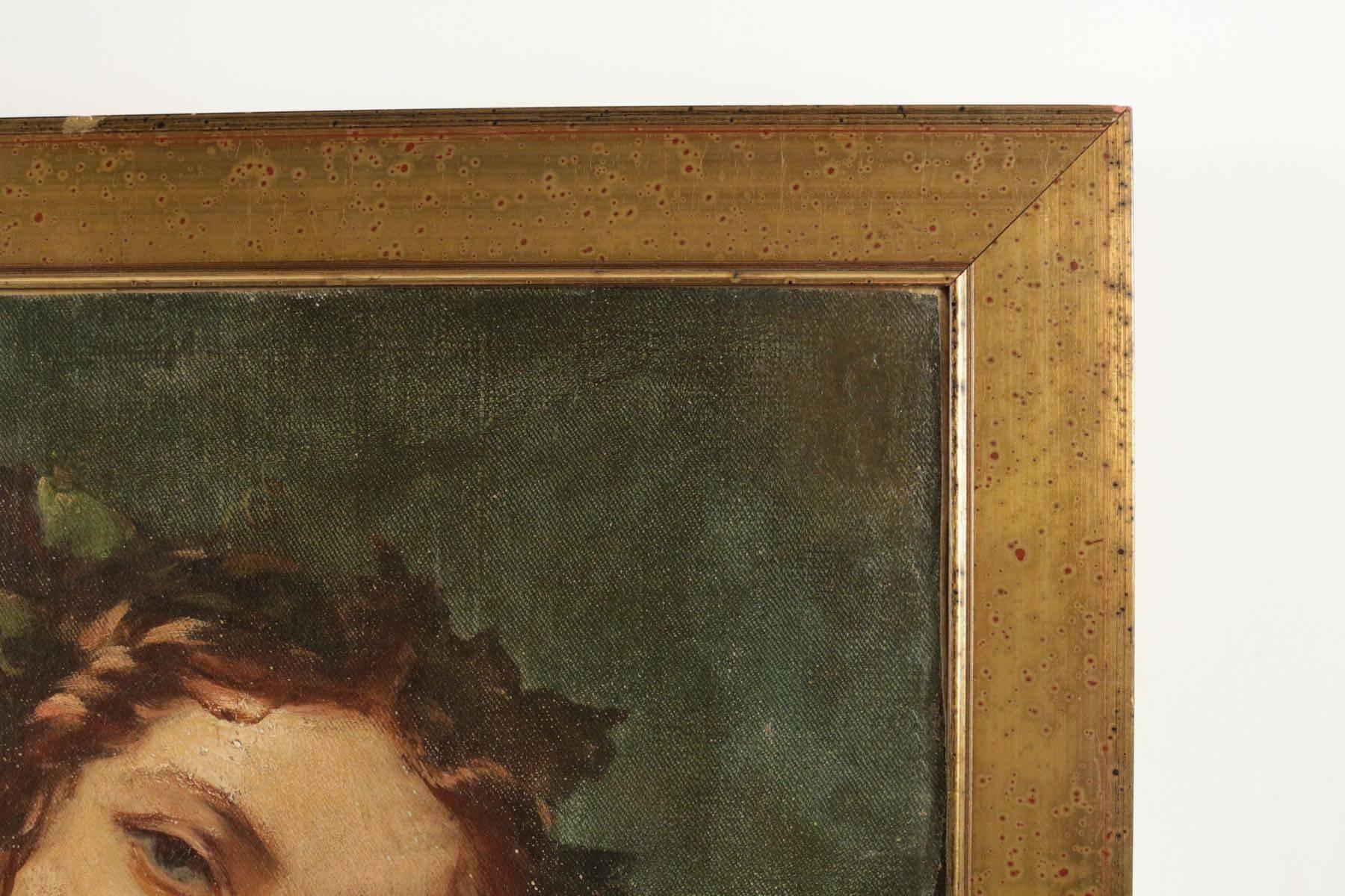 Acrylic Elegant Portrait of the 19th Century Representing a Romantic Pose of a Woman For Sale