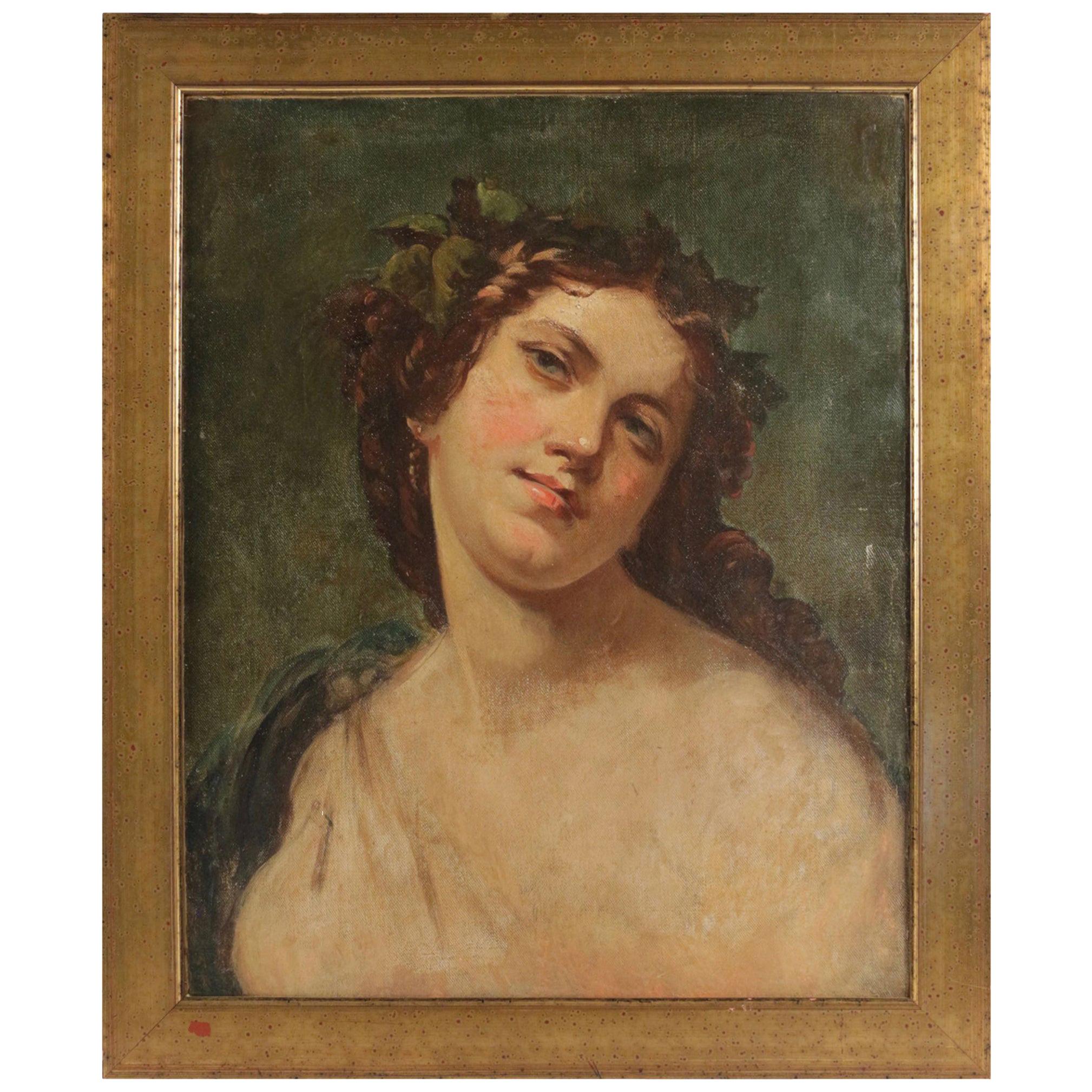 Elegant Portrait of the 19th Century Representing a Romantic Pose of a Woman For Sale
