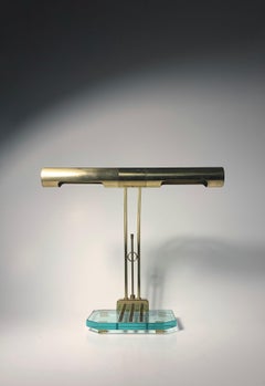 Elegant Post Modern Glass & Brass Desk Lamp / Cedric Hartman / Casella