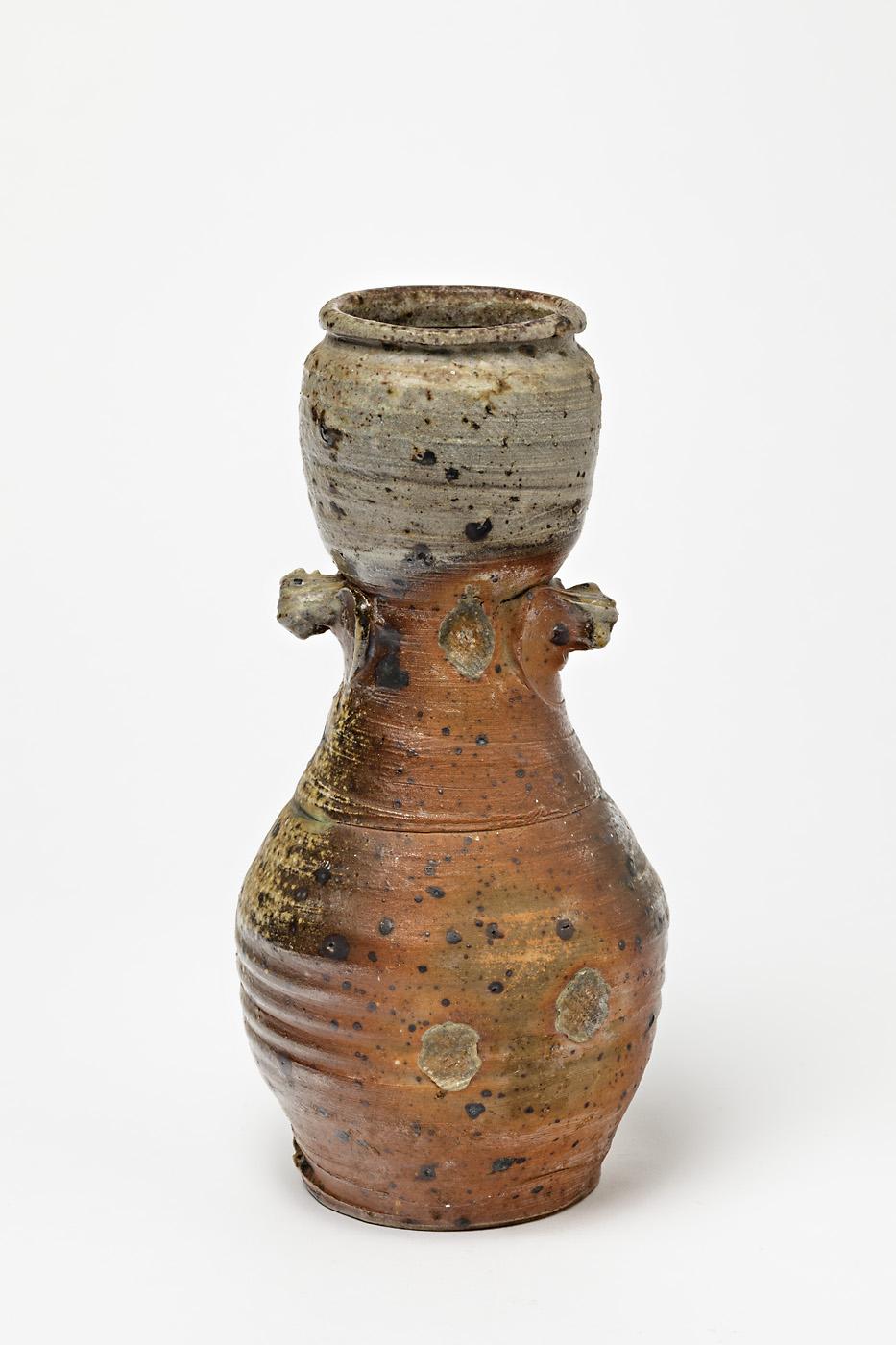 Elegante jarrón de cerámica gris primitivo de Steen Kepp La Borne, circa 1975 en Excelente estado para la venta en Neuilly-en- sancerre, FR