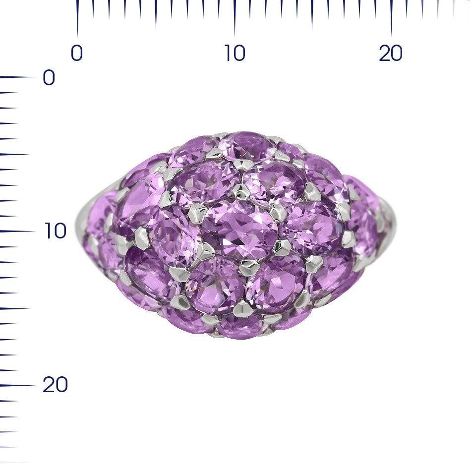 For Sale:  Elegant Purple Amethyst White Diamond White Gold 18 Karat Dome Ring 2