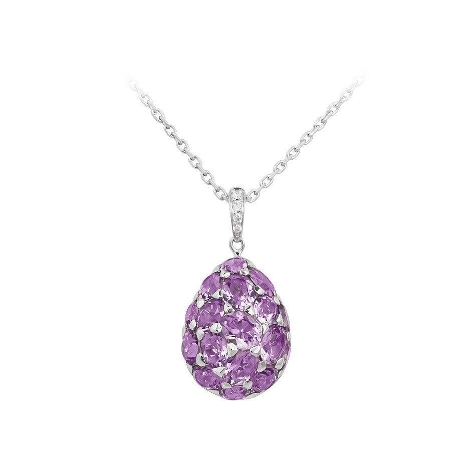 For Sale:  Elegant Purple Amethyst White Diamond White Gold 18 Karat Dome Ring 3