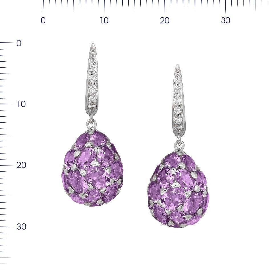 For Sale:  Elegant Purple Amethyst White Diamond White Gold 18 Karat Dome Ring 5