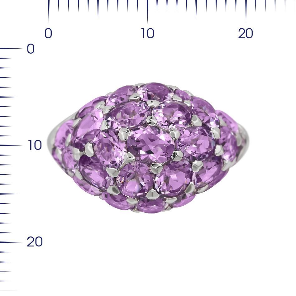 Elegant Purple Amethyst White Diamond White Gold 18 Karat Drop Pendant Necklace In New Condition In Montreux, CH