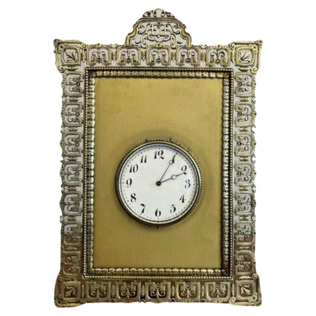 Elegant quality antique Victorian ornate brass desk clock  For Sale