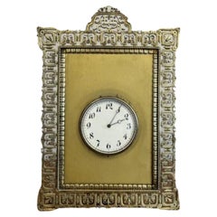 Elegant quality Used Victorian ornate brass desk clock 