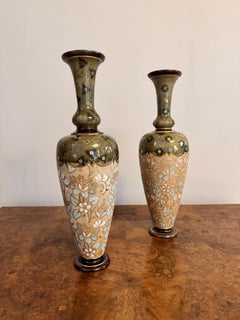 Elegant quality pair of antique Doulton Lambeth vases