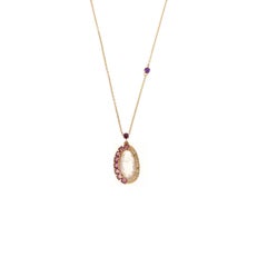 Elegant Quartz Rhodolite Brown Diamonds Rose Gold Earrings for Her Made in Italy
