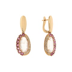 Elegante Ohrringe aus Roségold mit elegantem Quarz, Rhodolith und braunen Diamanten für Her Her Made in Italy