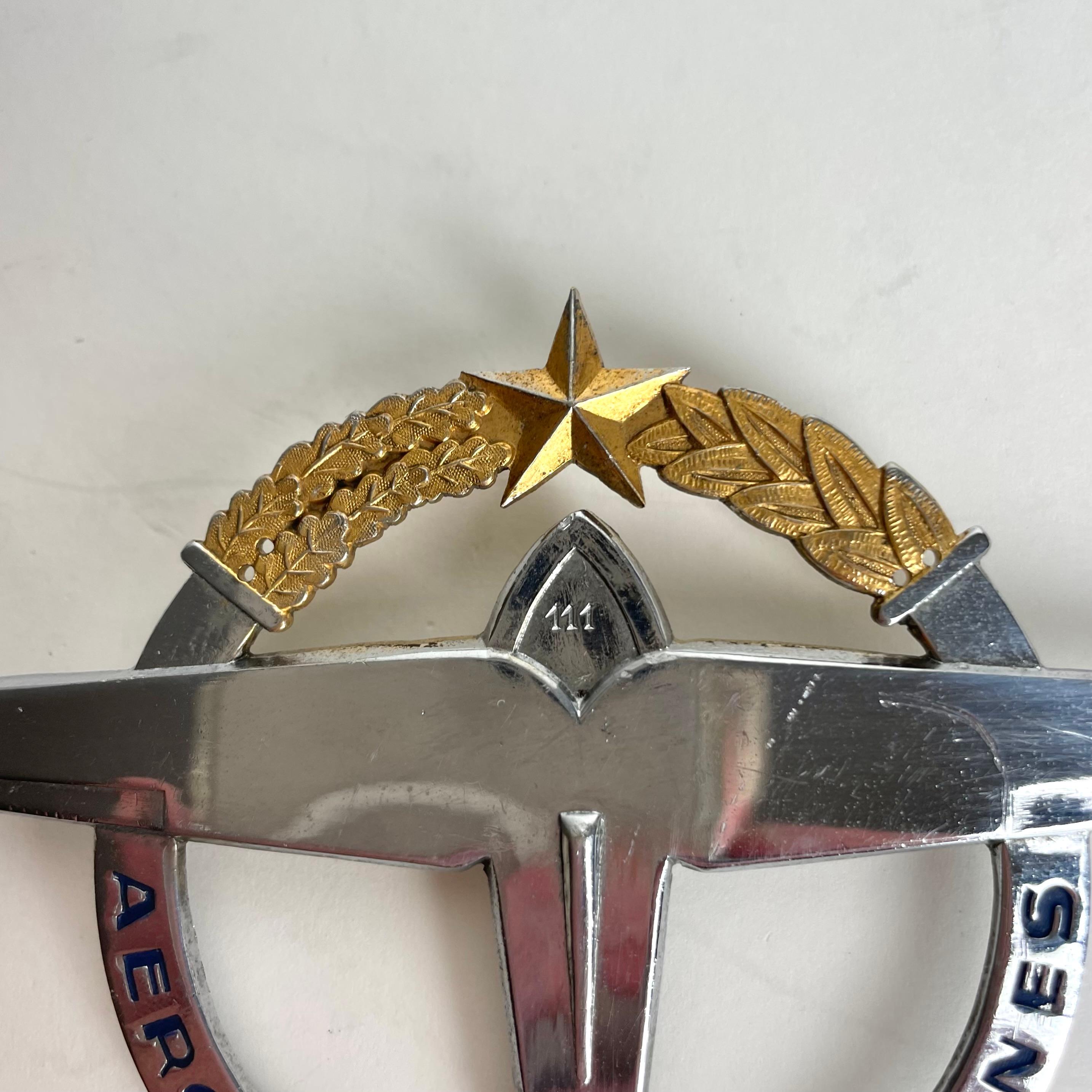 Gilt Elegant Radiator Emblem, Aero-Club de Cannes, France from the 1930-40s For Sale