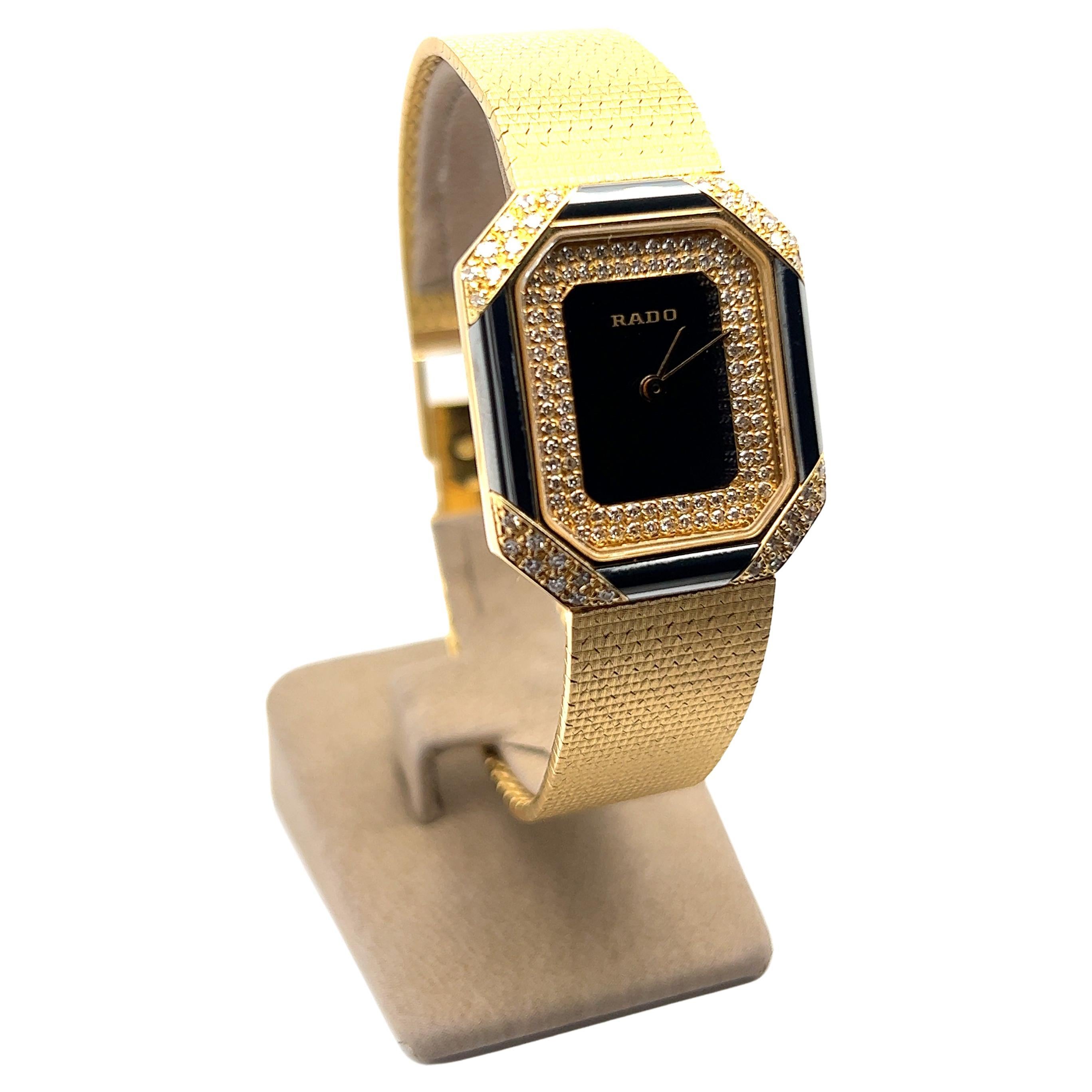 Contemporary Elegant Rado Lady’s Watch in 18 Karat Yellow Gold