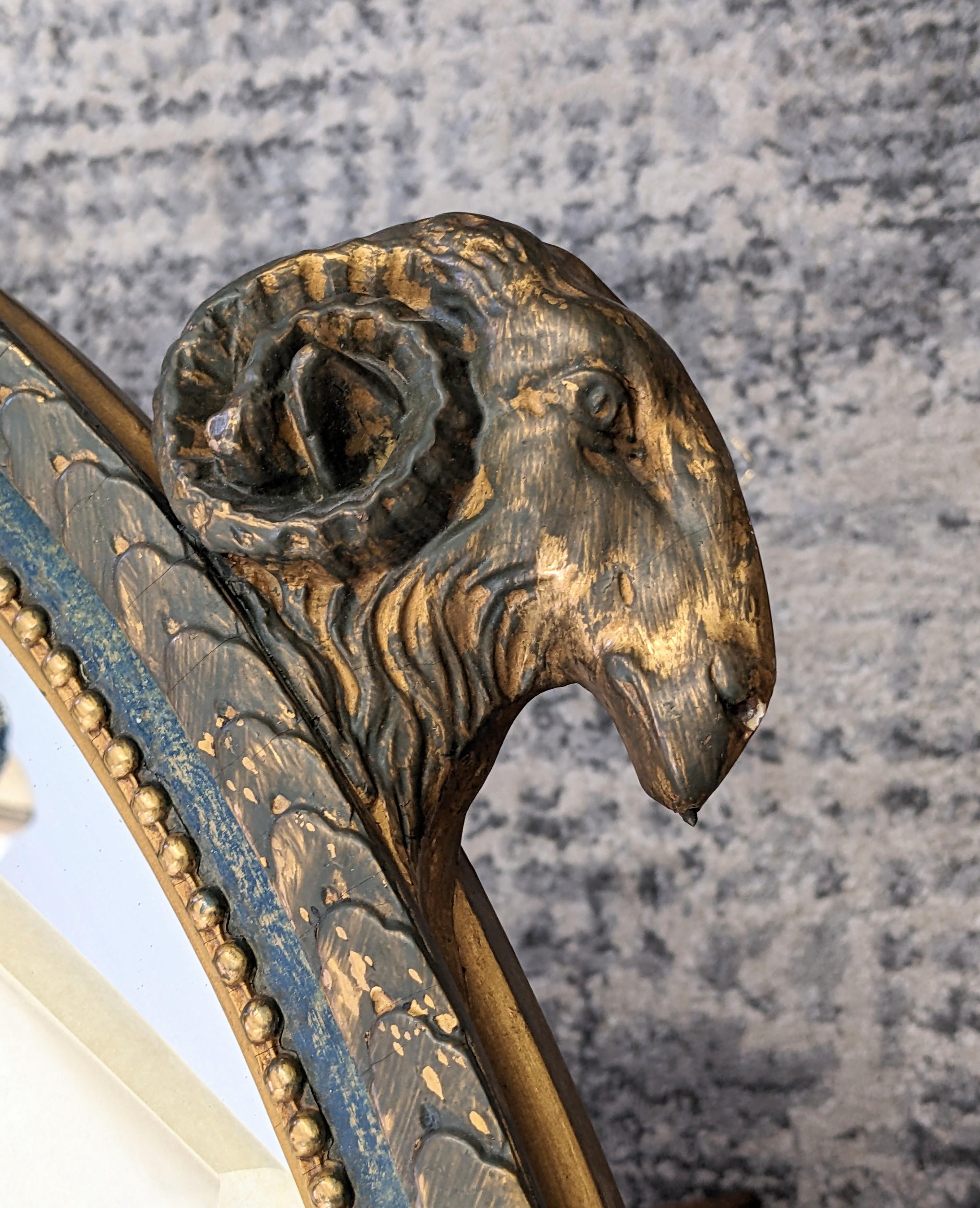 Eleganter Rams Head Neo Classical Oval Spiegel (Gemalt)
