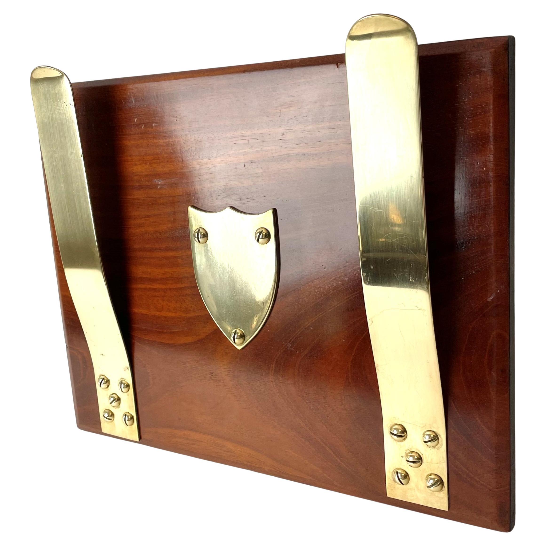 Elegant & Rare Magazine Holder in Mahogany and Brass from the Early 20th Century For Sale