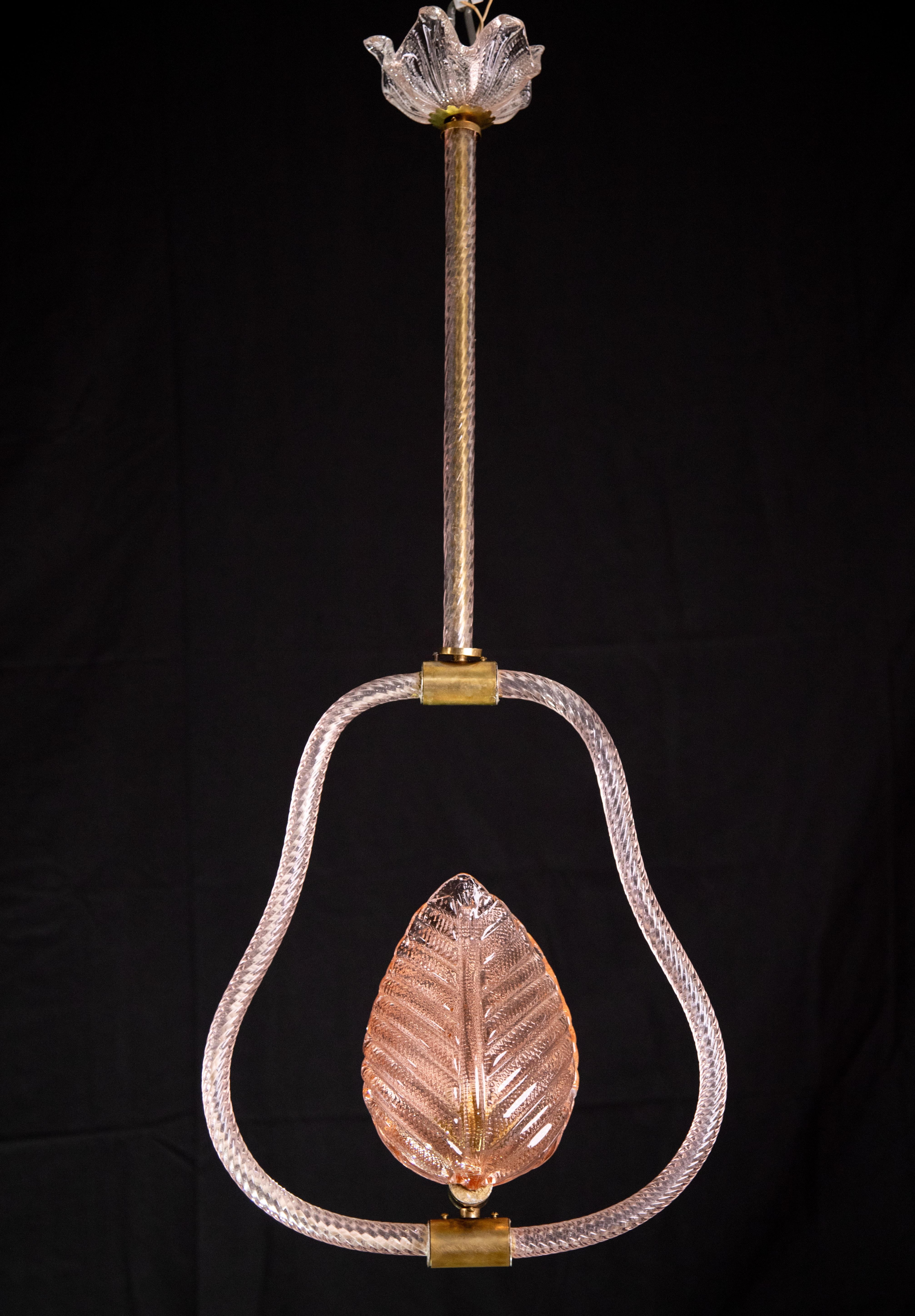 Elegant Rare Pink Murano Glass Chandelier by Barovier & Toso, 1950s For Sale 5