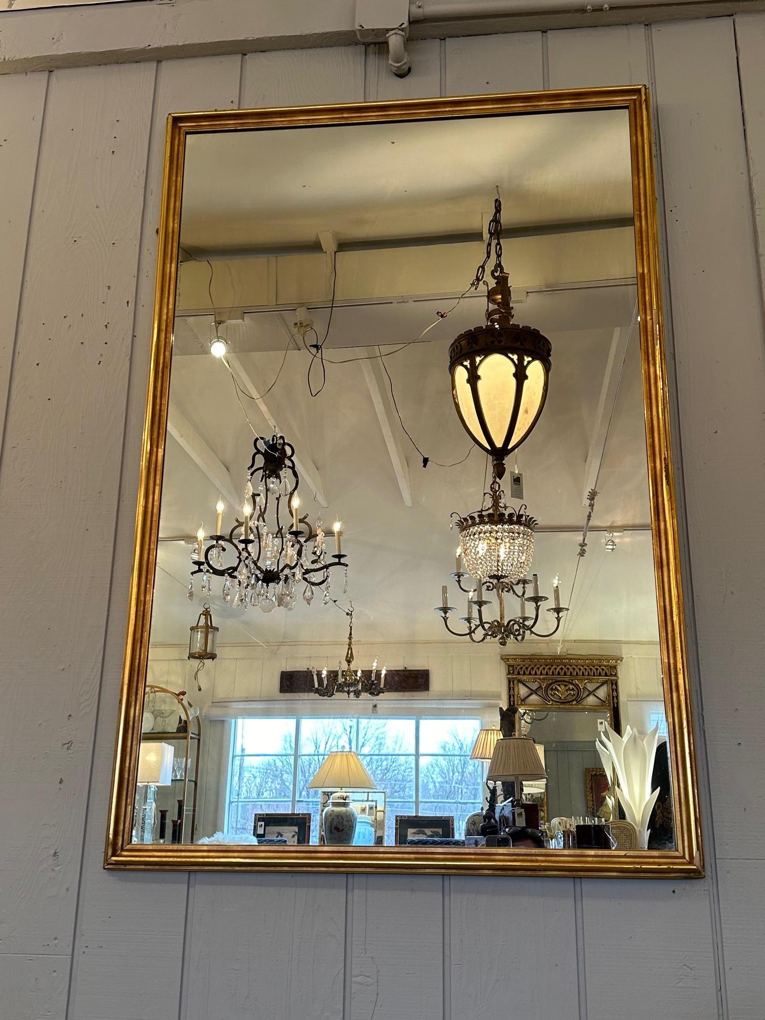 American Elegant Rectangular Lemon Gilt Antique Mirror For Sale