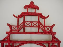Elegant Red Lacquer Chinoiserie Mirror