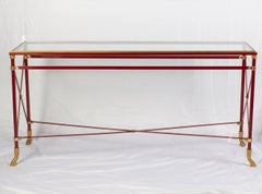 Konsolentisch aus rot lackiertem Eisen und Messing von Alberto Orlandi, Italien, 1970er Jahre