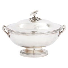 Antique Elegant / Refined French Silver Plate Covered Tureen