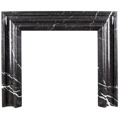 Antique Elegant Regency Baroque Bolection Fireplace Surround in Italian Nero Marquina