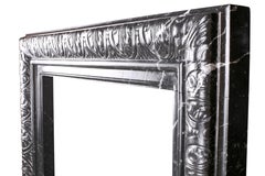 Elegant Regency Baroque Carved Bolection Fireplace Surround Nero Marquina Marble