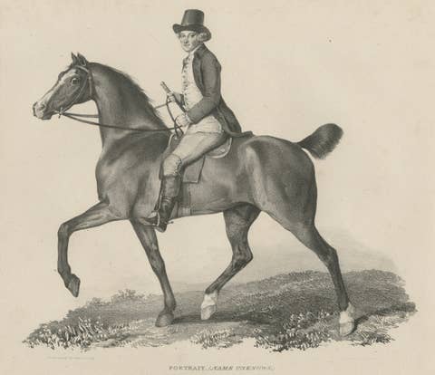 Elegant Regency Horse & Rider Portrait, Gauci Lithograph c.1840