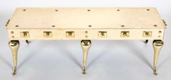 Elegante tavolino in ottone in stile Regency con gambe cabriole, anni ’60