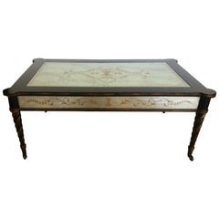 Lillian August Regency Style Églomisé Mirrored and Ebonized Coffee Table