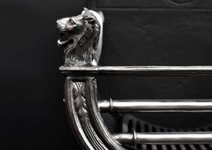 Elegant Regency Style Polished Cast Iron Fire Grate