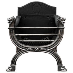 Elegant Regency Style Polished Cast Iron Fire Grate