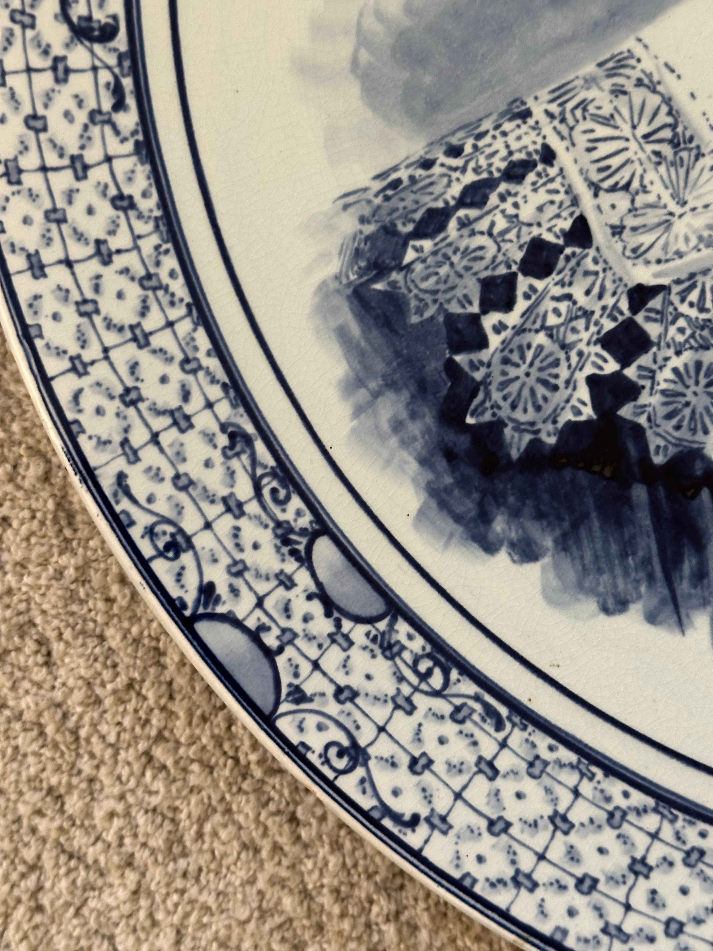 Elegante bandeja/placa de porcelana con retrato de Rembrandt de Royal Bonn Delft Porcelana en venta