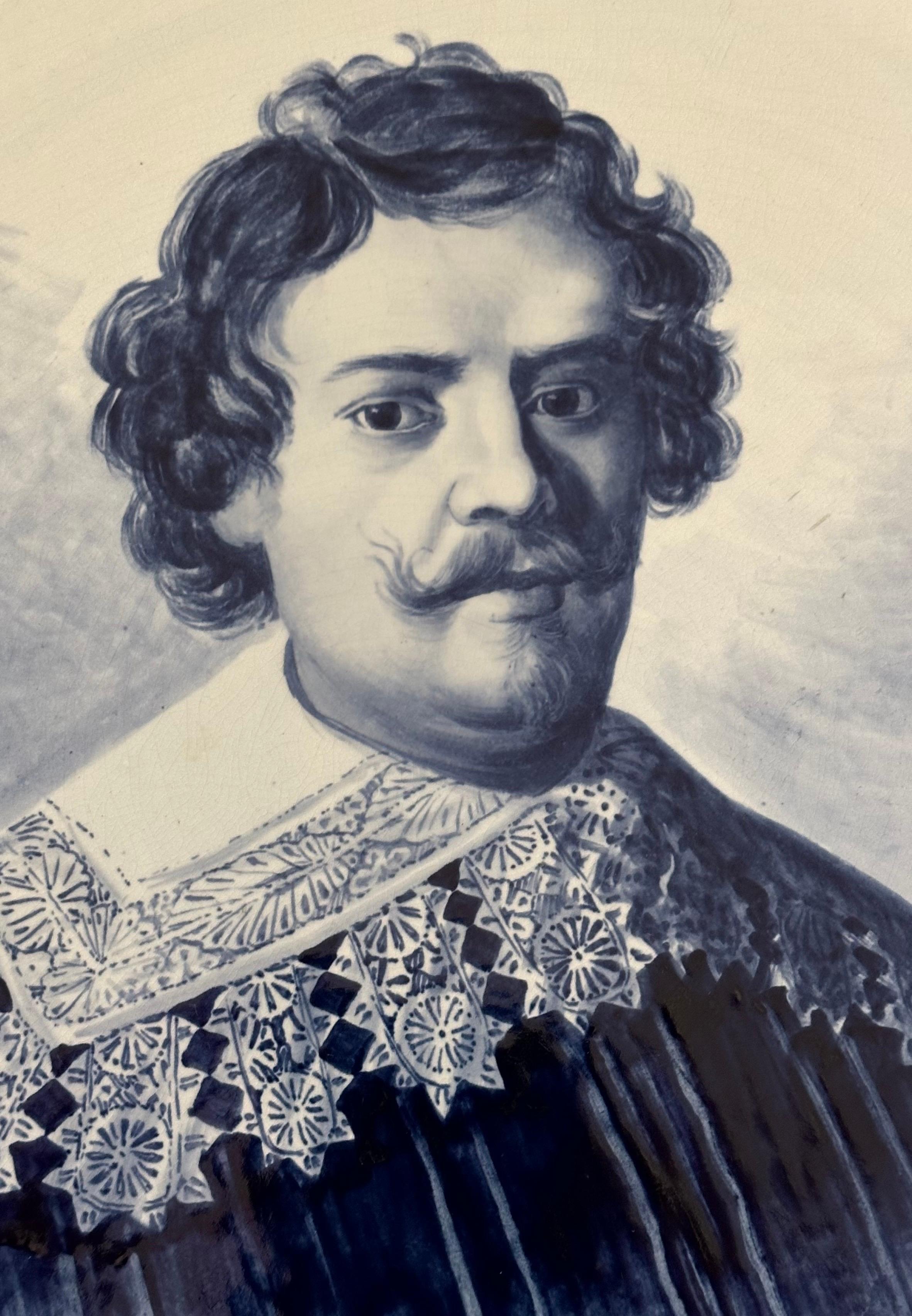 Elegante bandeja/placa de porcelana con retrato de Rembrandt de Royal Bonn Delft en venta 1