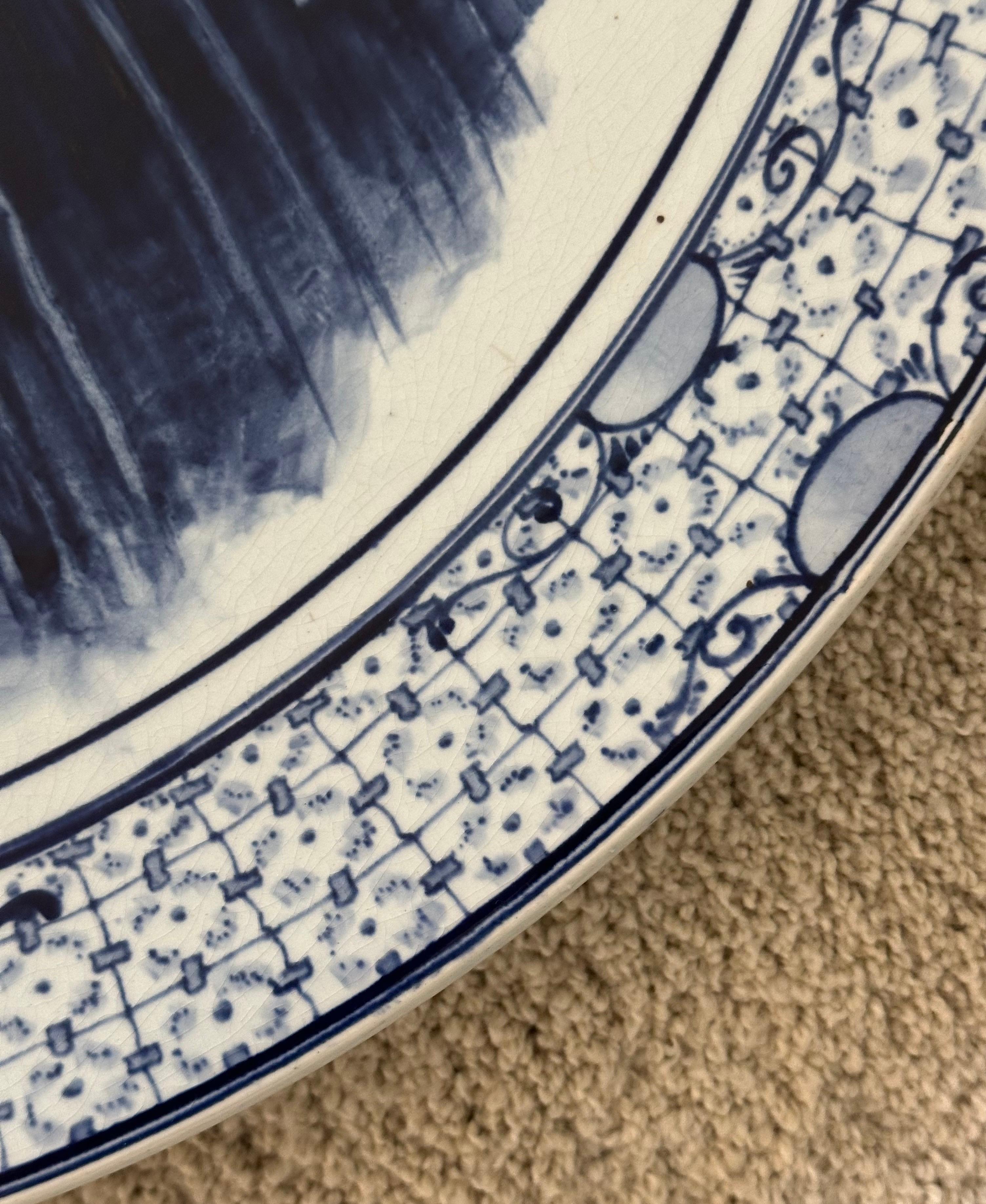 Elegante bandeja/placa de porcelana con retrato de Rembrandt de Royal Bonn Delft en venta 2