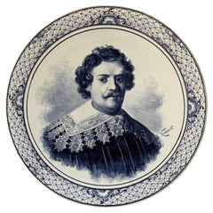 Elegant Rembrandt Porcelain Portrait Charger / Plaque by Royal Bonn Delft