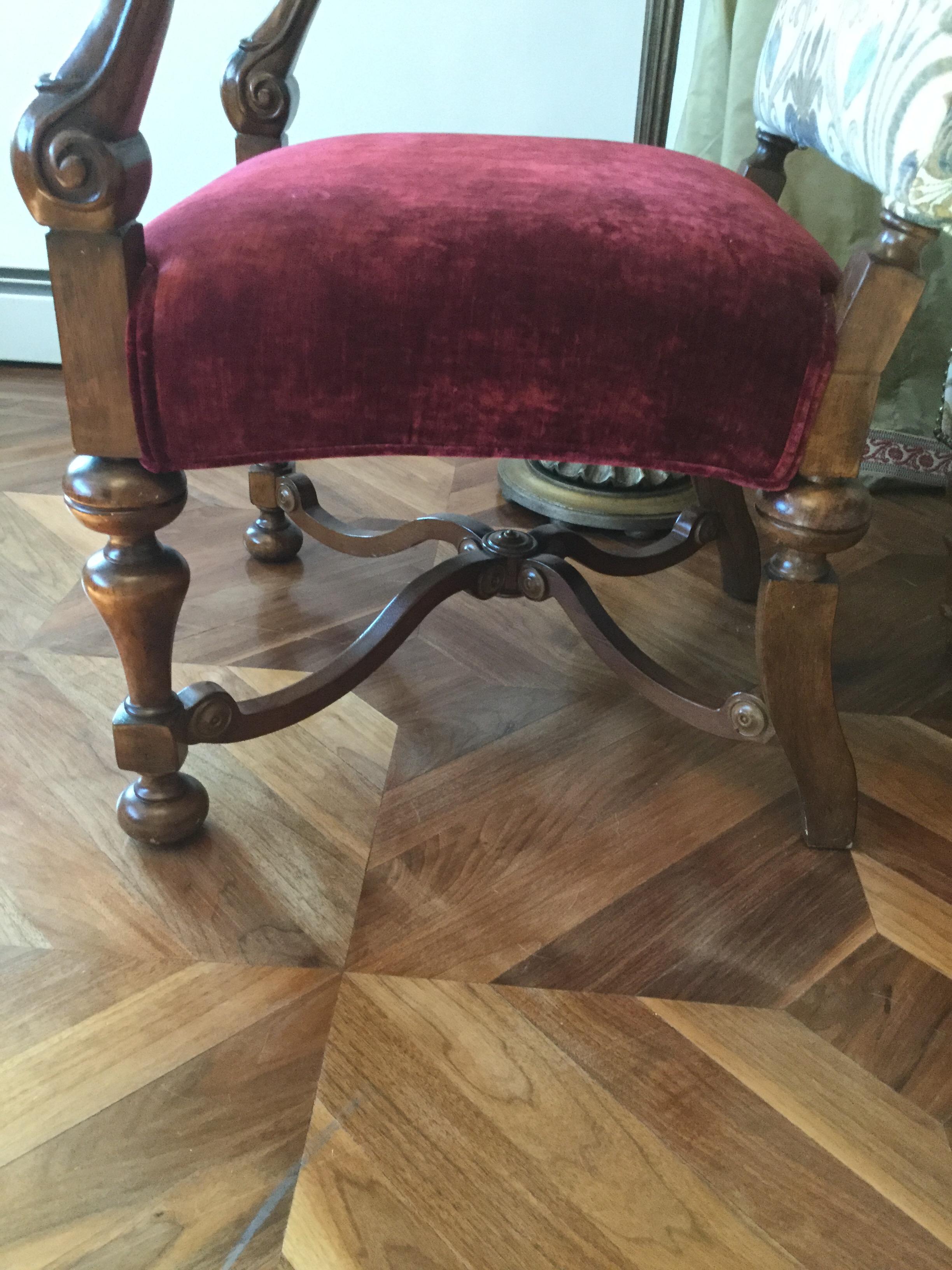 Textile Elegant Renaissance Side Chair For Sale
