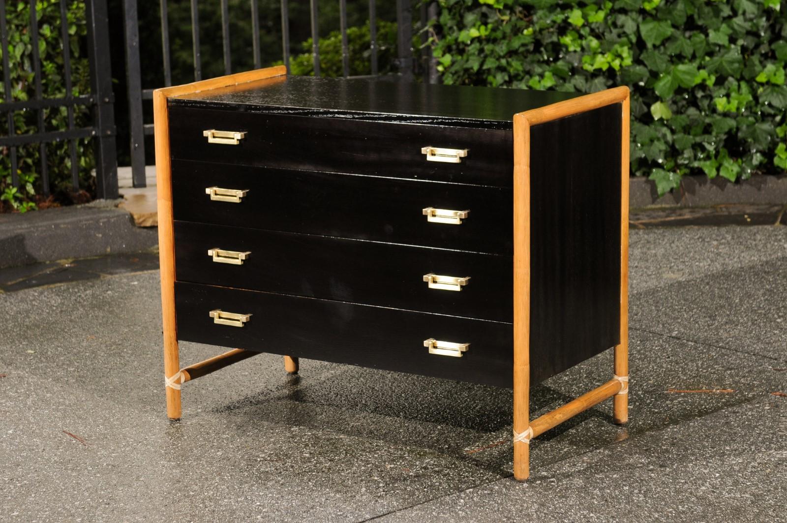 Elegant Restored Cerused Oak and Rattan Campaign Chest by McGuire, circa 1970 For Sale 7