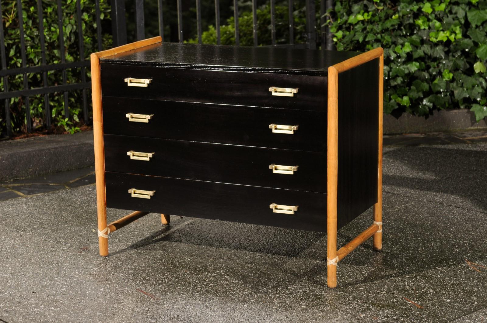 Elegant Restored Cerused Oak and Rattan Campaign Chest by McGuire, circa 1970 For Sale 10