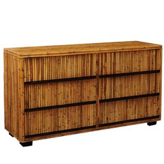 Elegant Restored Mahogany and Bamboo Chest, circa 1970