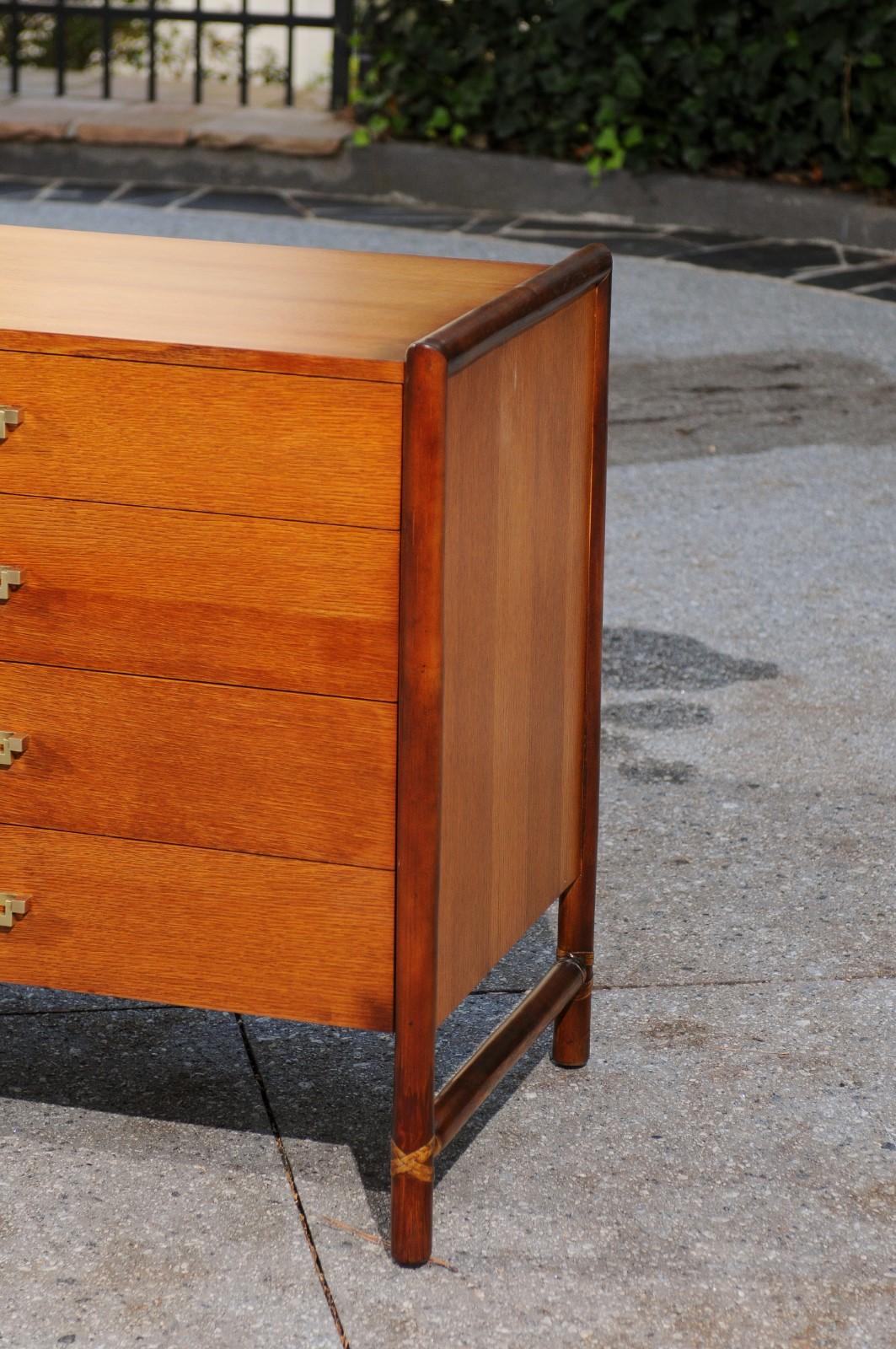 Elegant Restored Oak and Rattan Campaign Chest by McGuire, circa 1970 For Sale 3